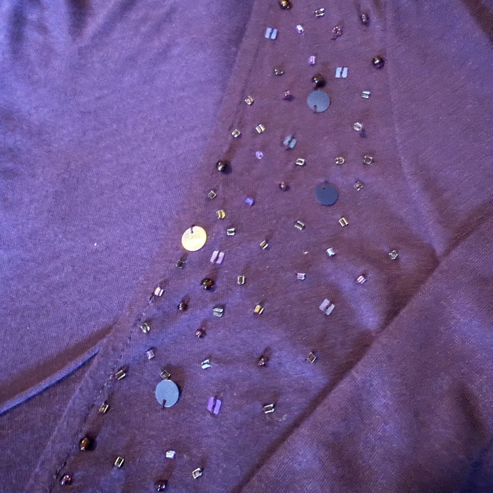 Calvin Klein Purple Embellished Long Sleeve Blouse - Picture 5 of 6